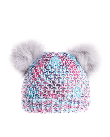 Girls Bella Doubler Pom Bottle Hat - Grey