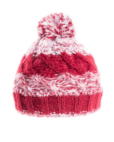 Mens Pop Bobble Hat - Fleece Lined - Cherry