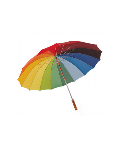 Large Rainbow Umbrella - Light Brown Handle