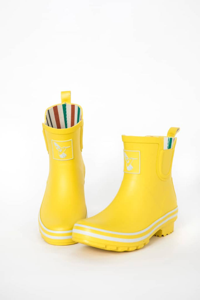 Evercreatures Yellow Meadow Ankle Wellies Funky Wellington Boots